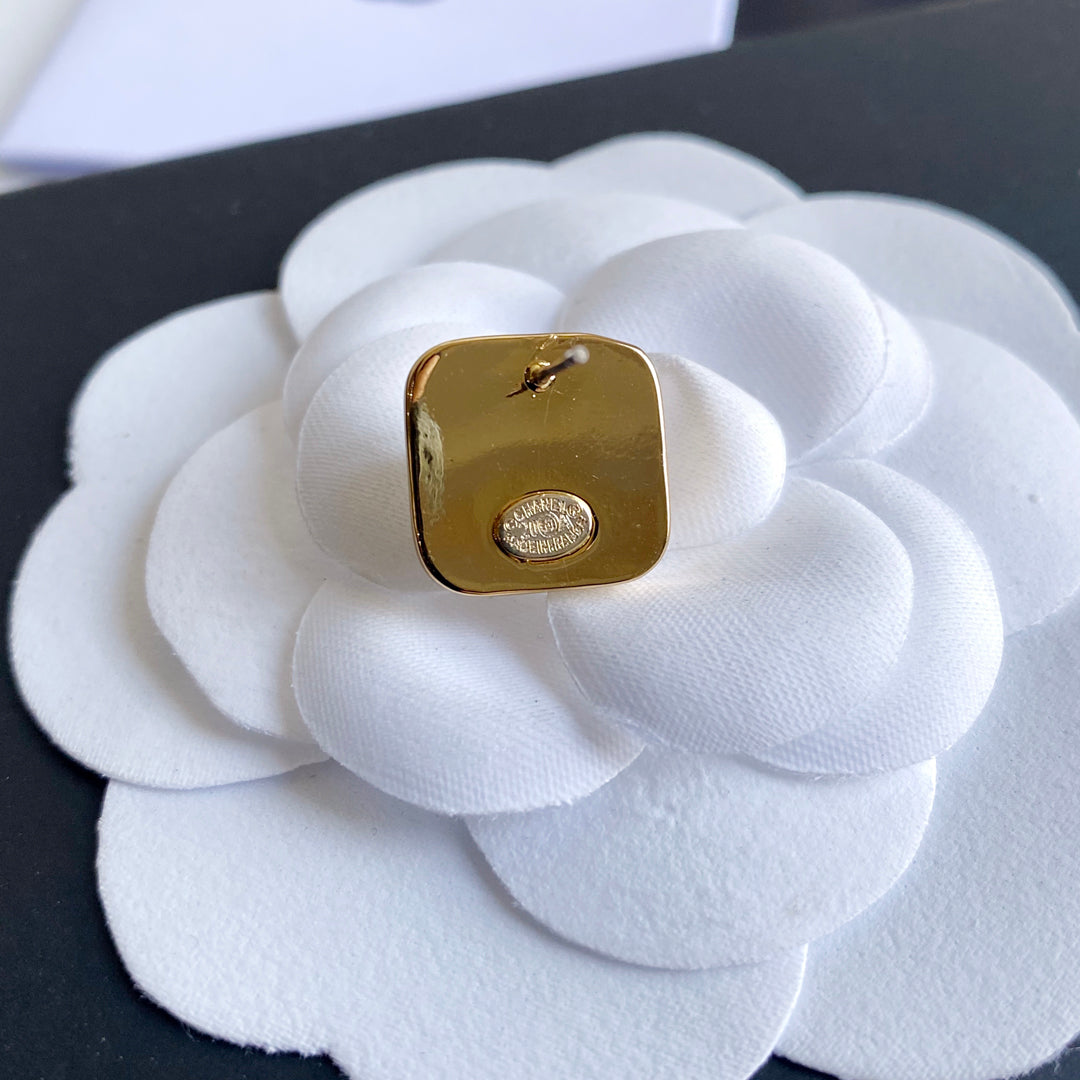 Letter Logo Square Earrings