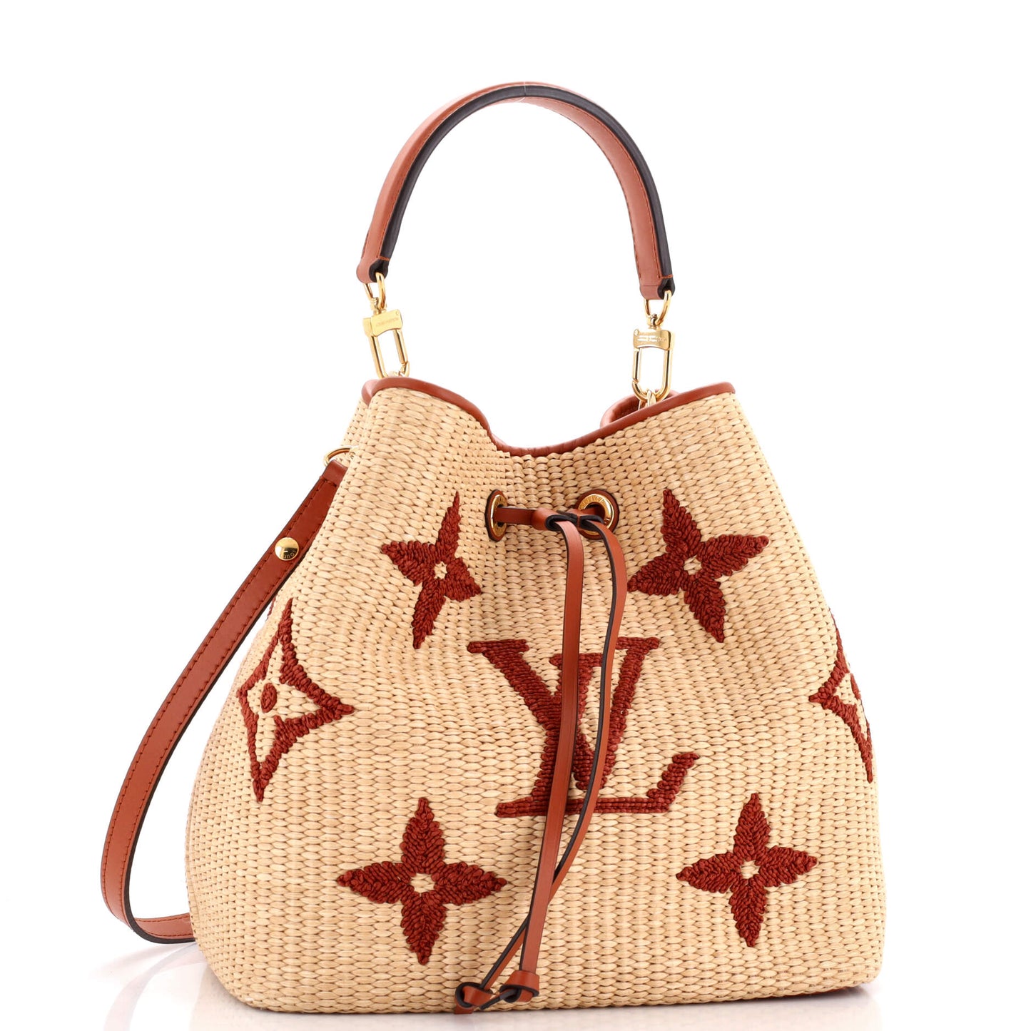 Embossed Straw Bucket Bag