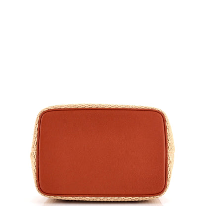 Embossed Straw Bucket Bag