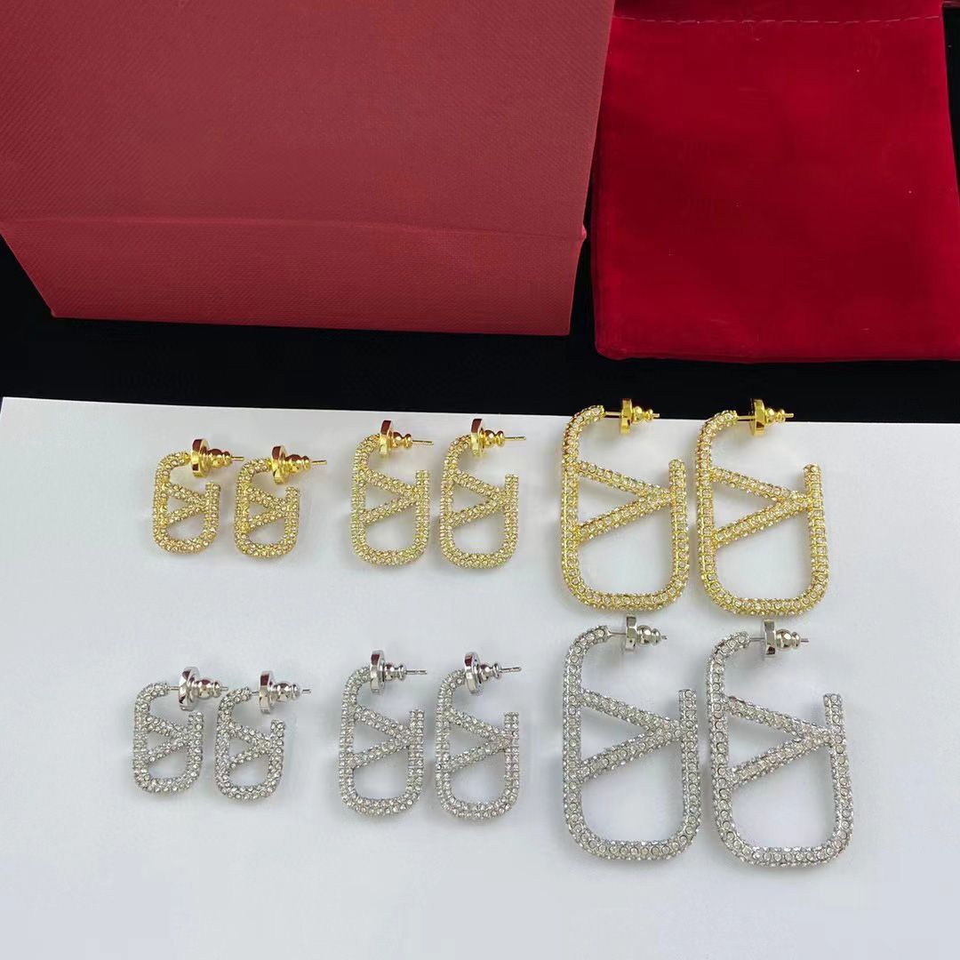Full Diamond Metal Logo Earrings