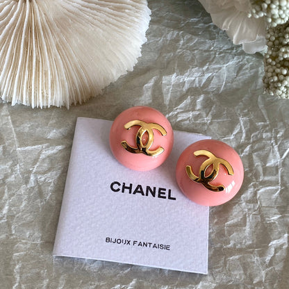 Pink Retro Round Earrings
