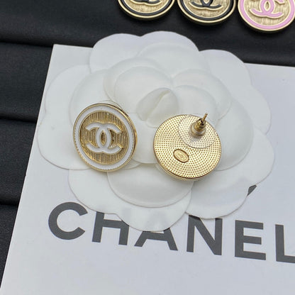 Vintage Round Logo Metal Earrings