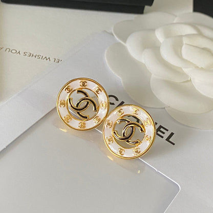 Vintage Hollow Circle Logo Earrings