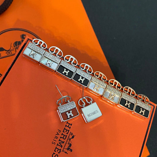 Metal H Bag Pendant Earrings