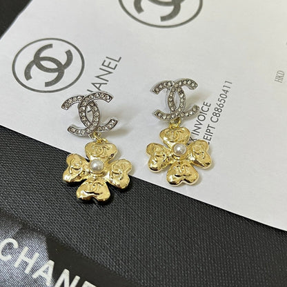 Elegant Floral Pendant Logo Earrings